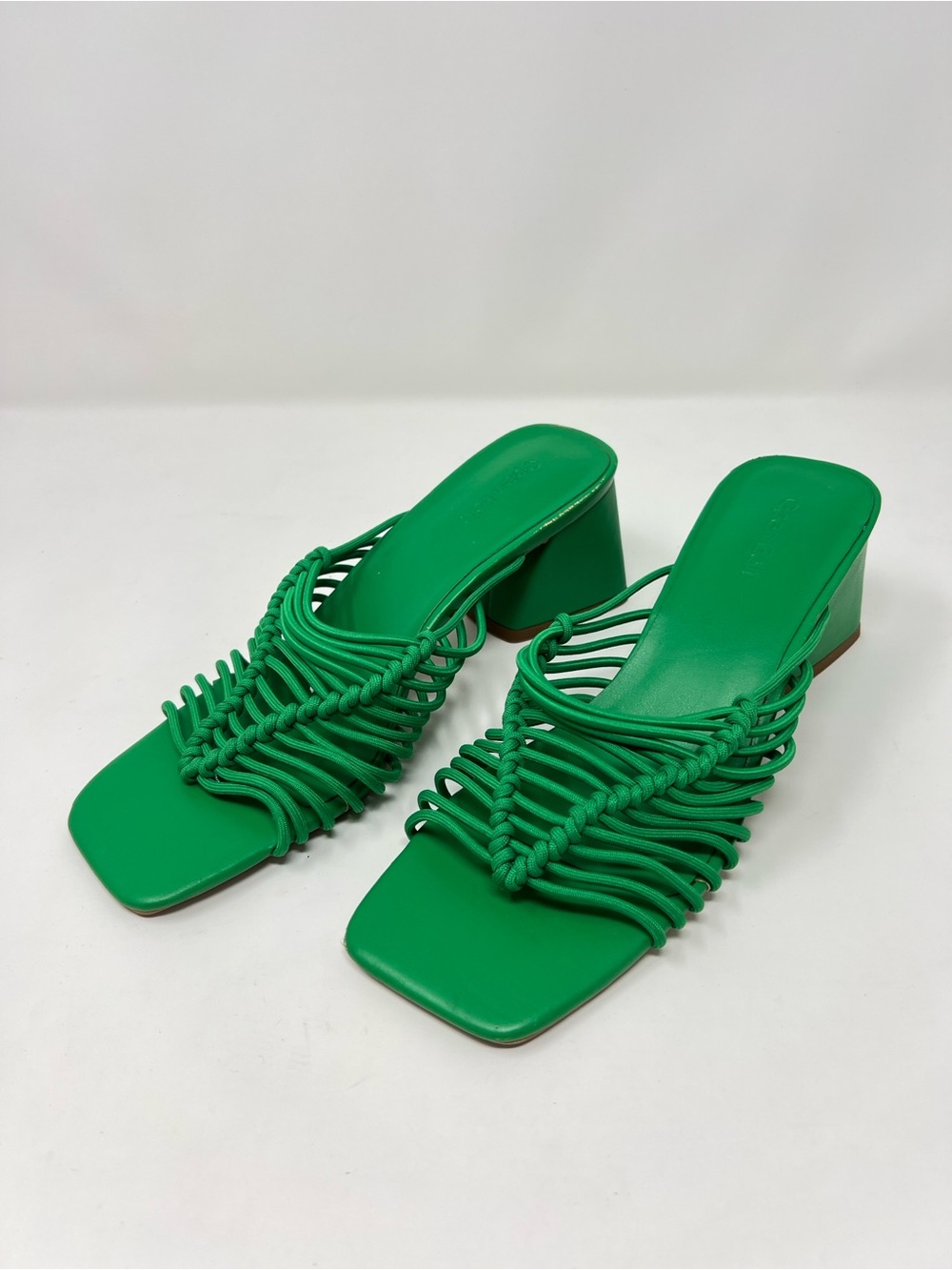 Open Edit Green Strappy Block Heel Sandal